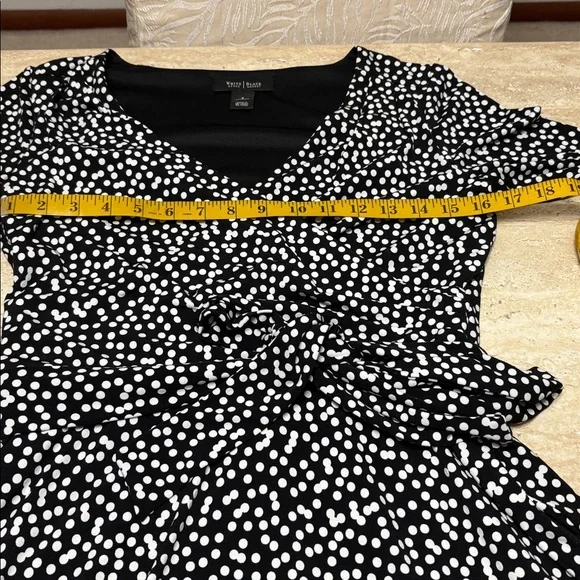 NWOT WHBM black with white polkadot dress with sash belt, Excellent Condition. - Picture 6 of 10